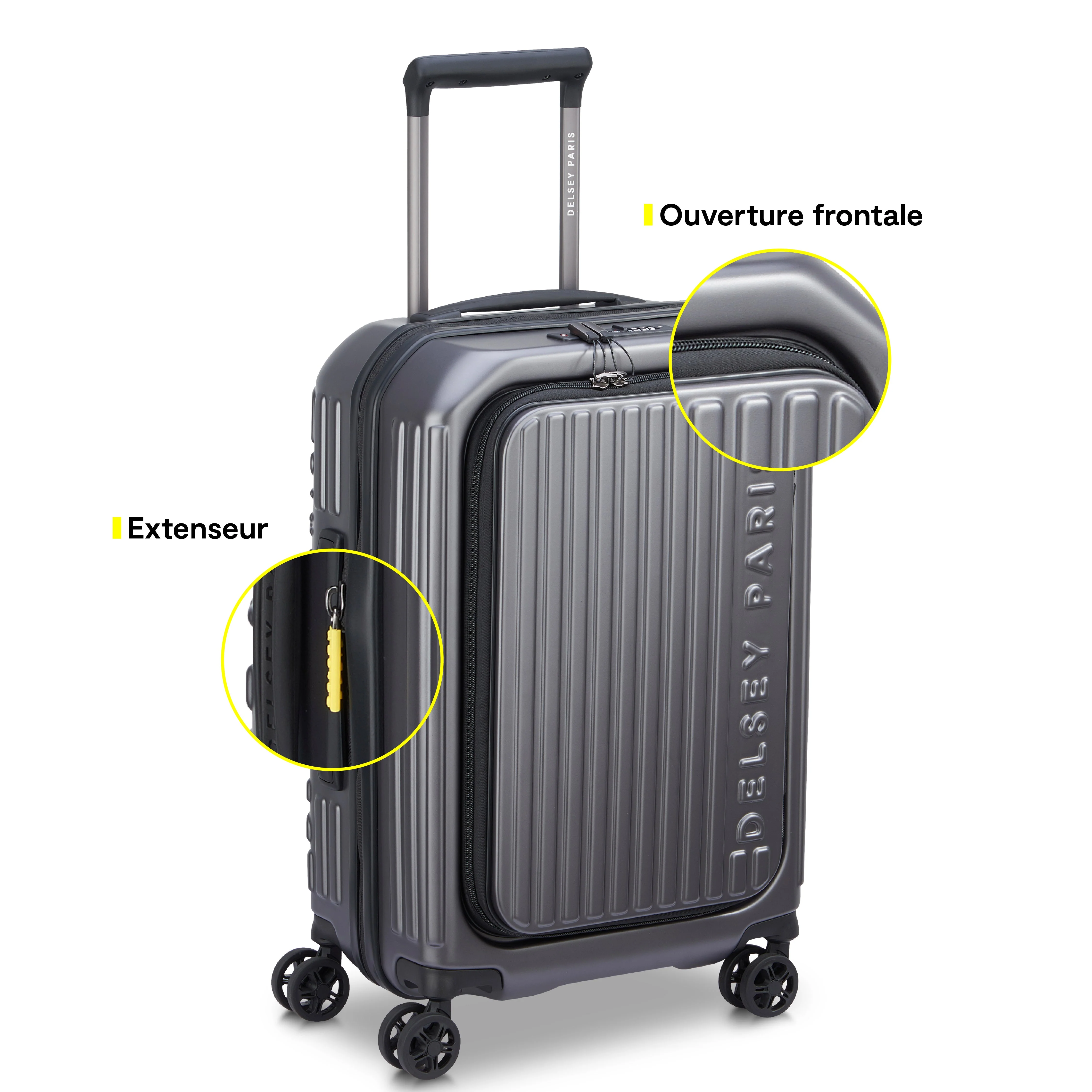 SECURITIME ZIP | Cabine Koffer Uitbreidbaar 55 CM ANTHRACIETGRIJS