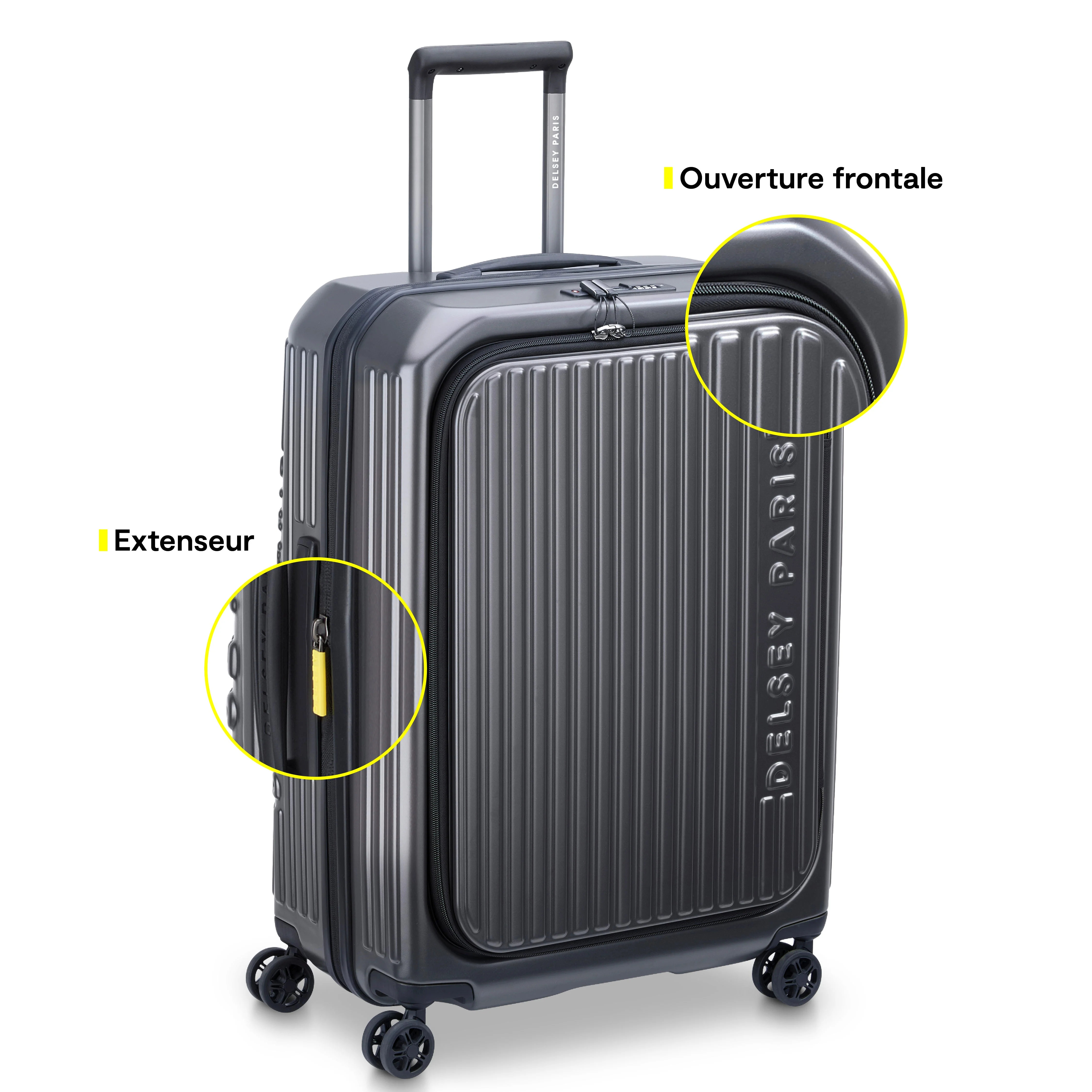 SECURITIME ZIP | Check-in Medium Koffer Uitbreidbaar 65.5 CM ANTHRACIETGRIJS